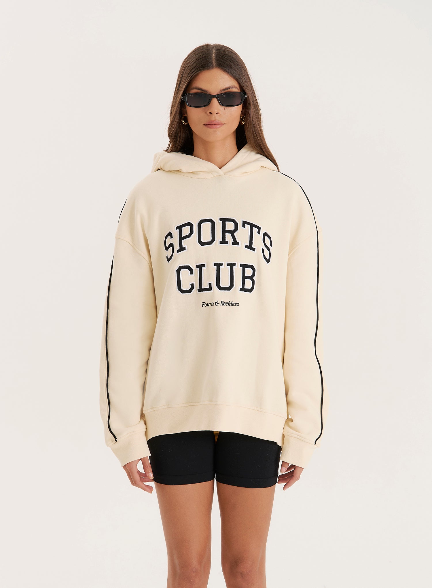 Cream Sports Club Slogan Oversized Hoodie